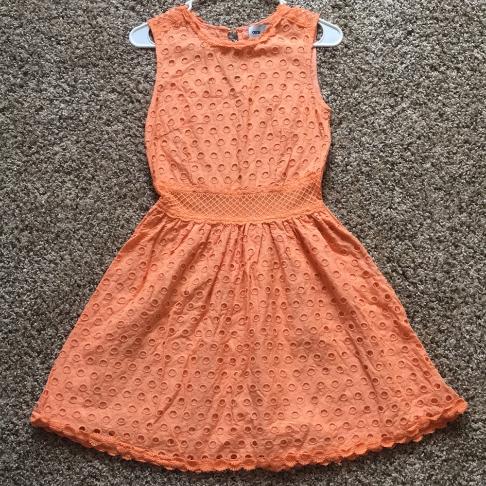 Orange embroided dress transparent mesh ASOS size2